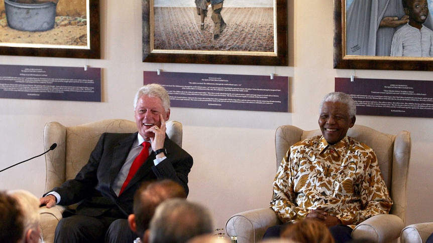 Nelson Mandela and Bill Clinton