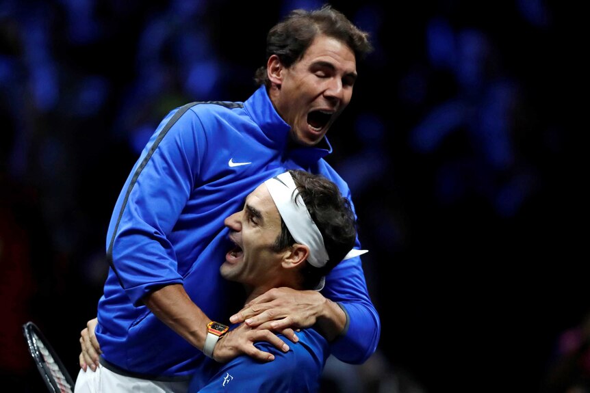 Roger Federer celebrates Laver Cup win with Rafael Nadal