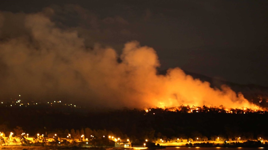 Fire takes off on Hobart's Domain.