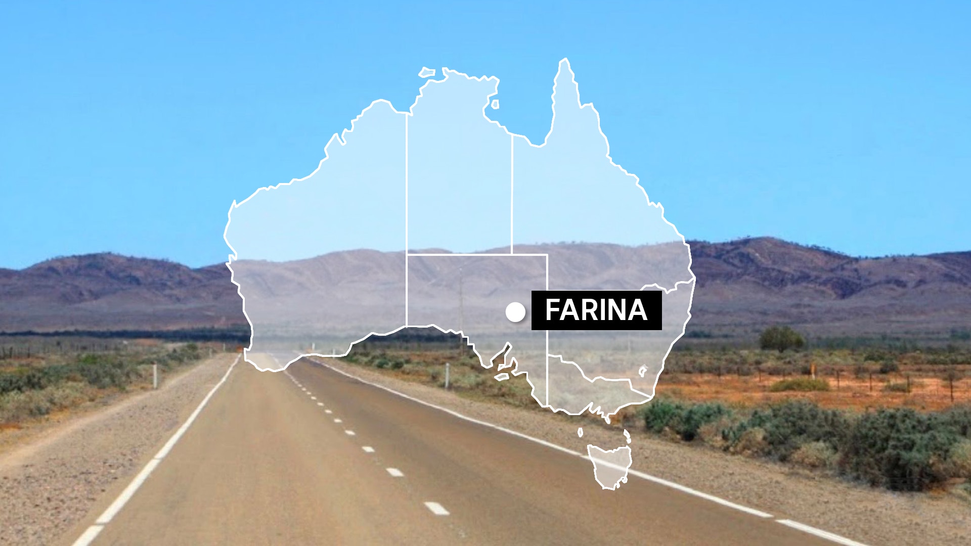 a map of Australia with a dot showing where farina is in eastern South Australia.
