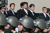 Japanese prime minister Shinzo Abe inspects Self-Defence Force troops