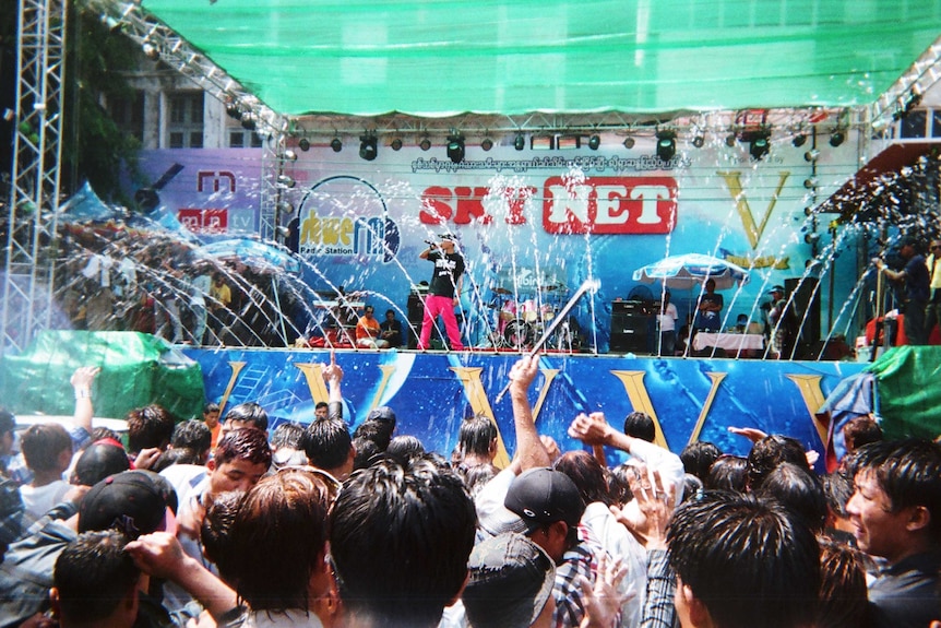 Water festival stage in Yangon