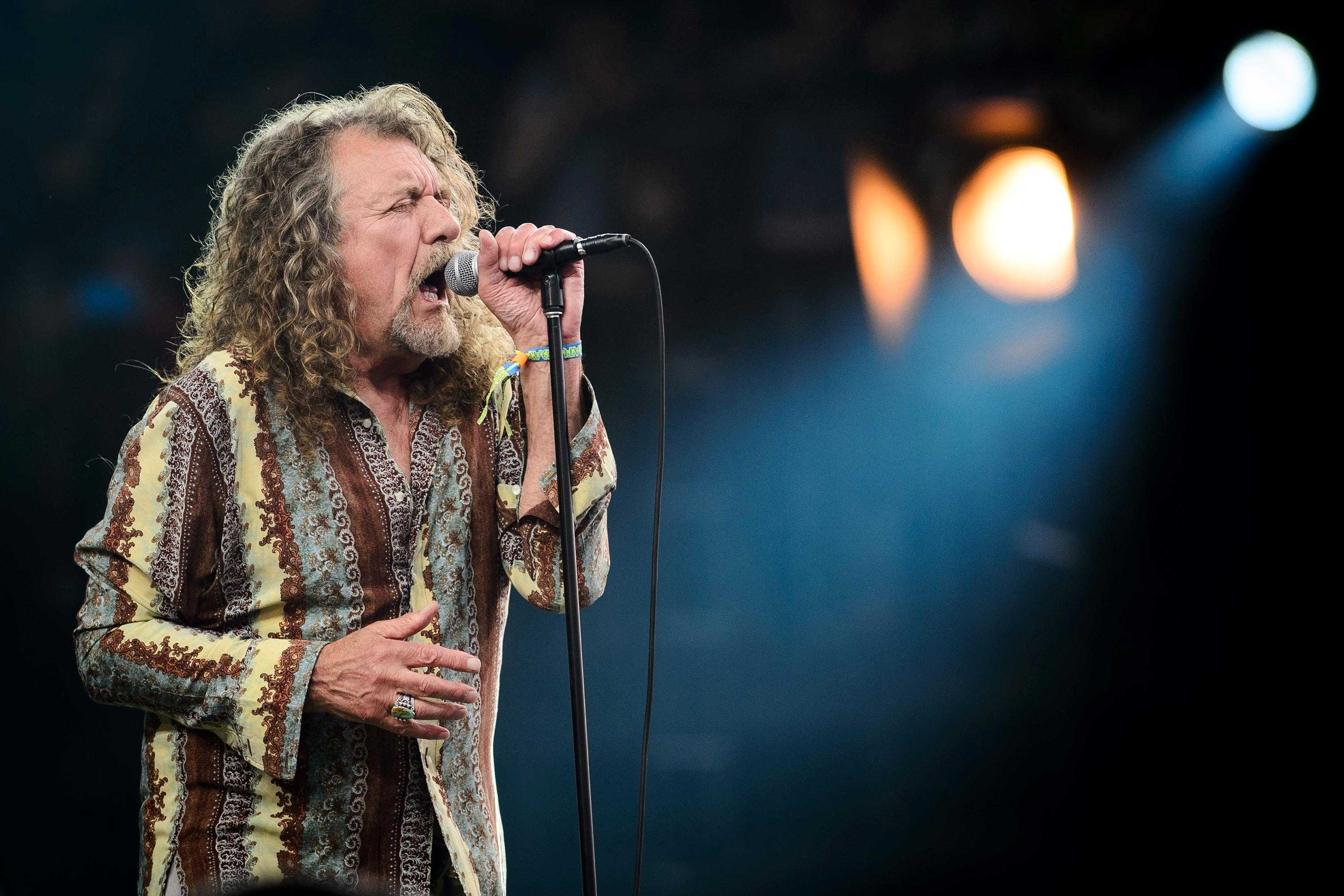 Robert Plant performs at the Glastonbury Festival of Music and Performing Arts.
