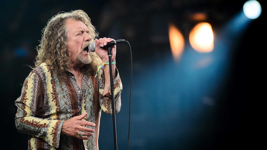 Robert Plant performs at the Glastonbury Festival of Music and Performing Arts.