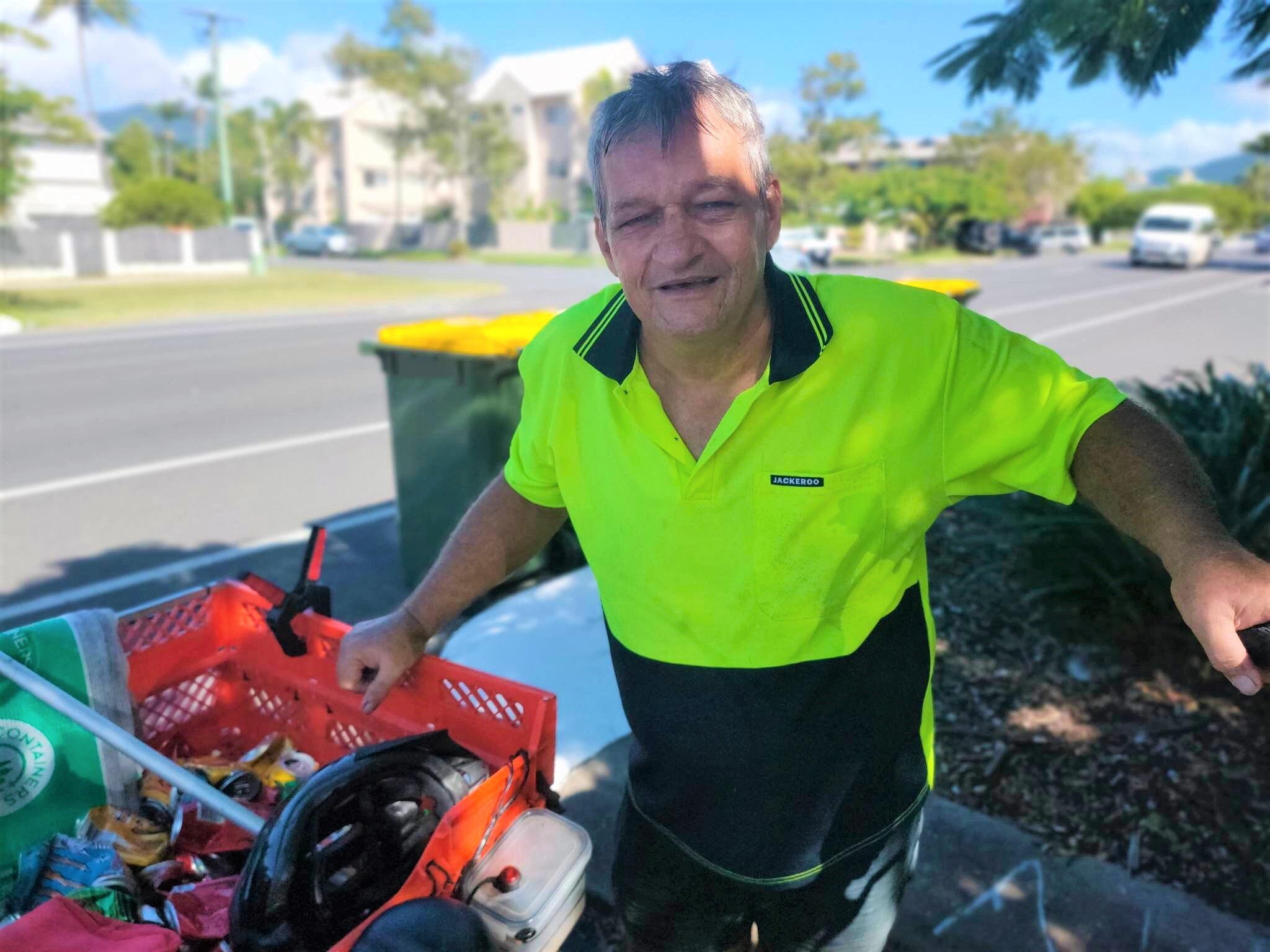 Bindiving Cairns man recycling containers to makes ends meet as cost