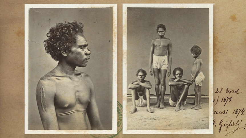 Black and white photos of people standing in a studio