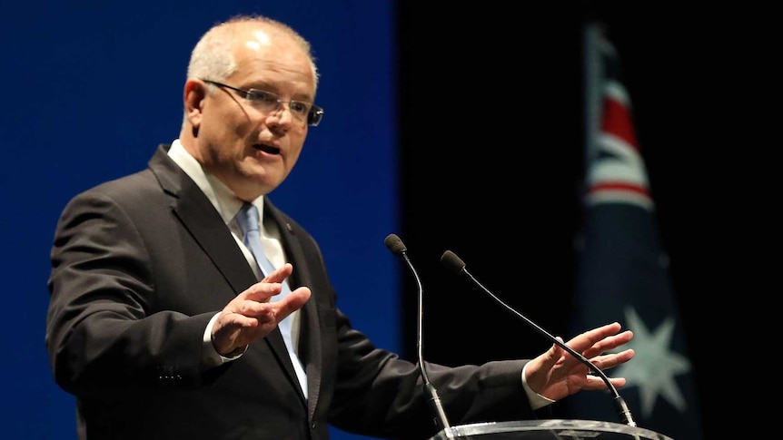 Prime Minister Scott Morrison speaks at the Coalition's federal election campaign launch.