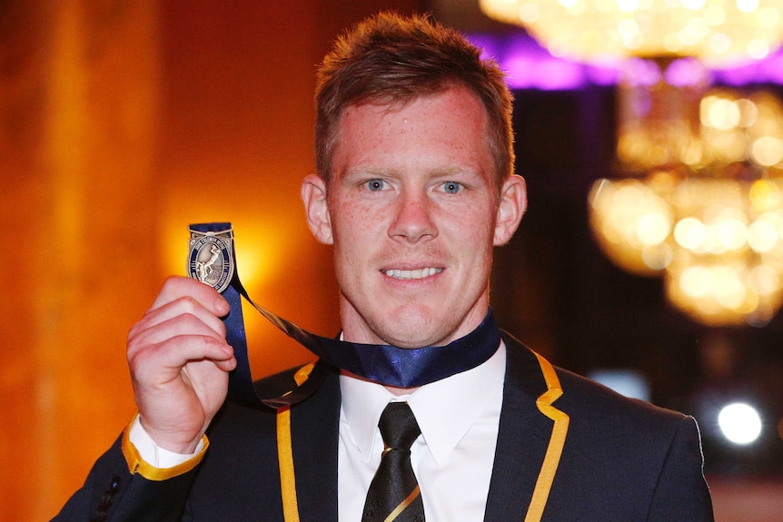 Jack Riewoldt holds the Coleman Medal