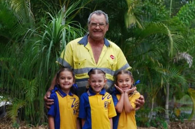 Stephen Richards, with his granddaughters (LtoR) Molly, Ruby and Jade-Elle Brown.