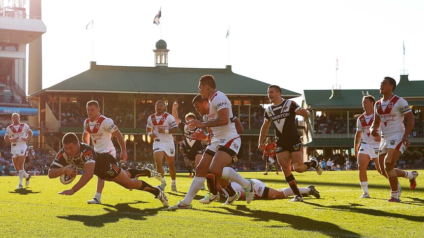 Curtis Sironen scores for the Tigers at the SCG