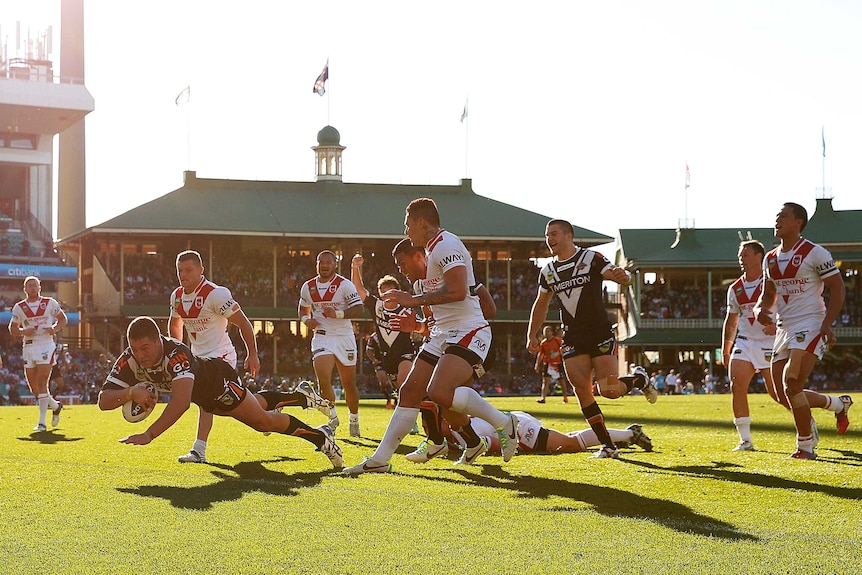 Curtis Sironen scores for the Tigers at the SCG