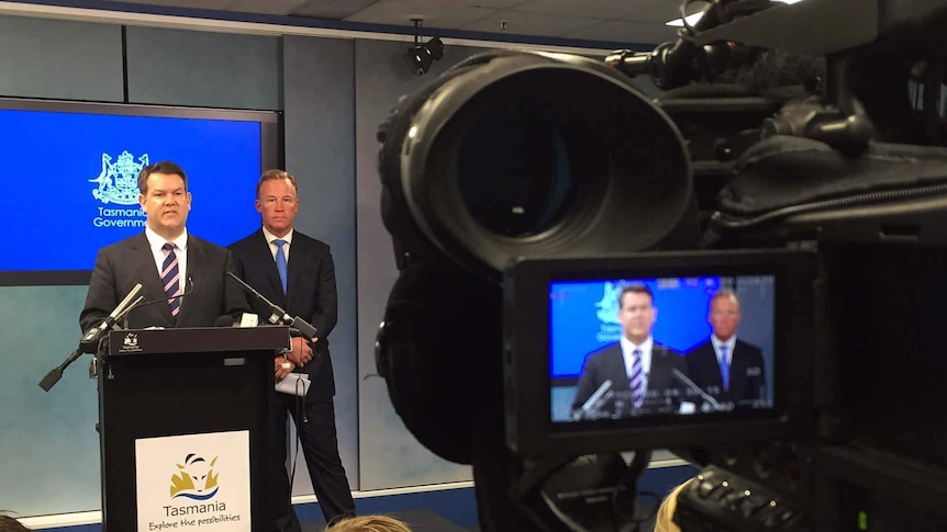 Tasmanian Energy Minister Matthew Groom and Premier Will Hodgman