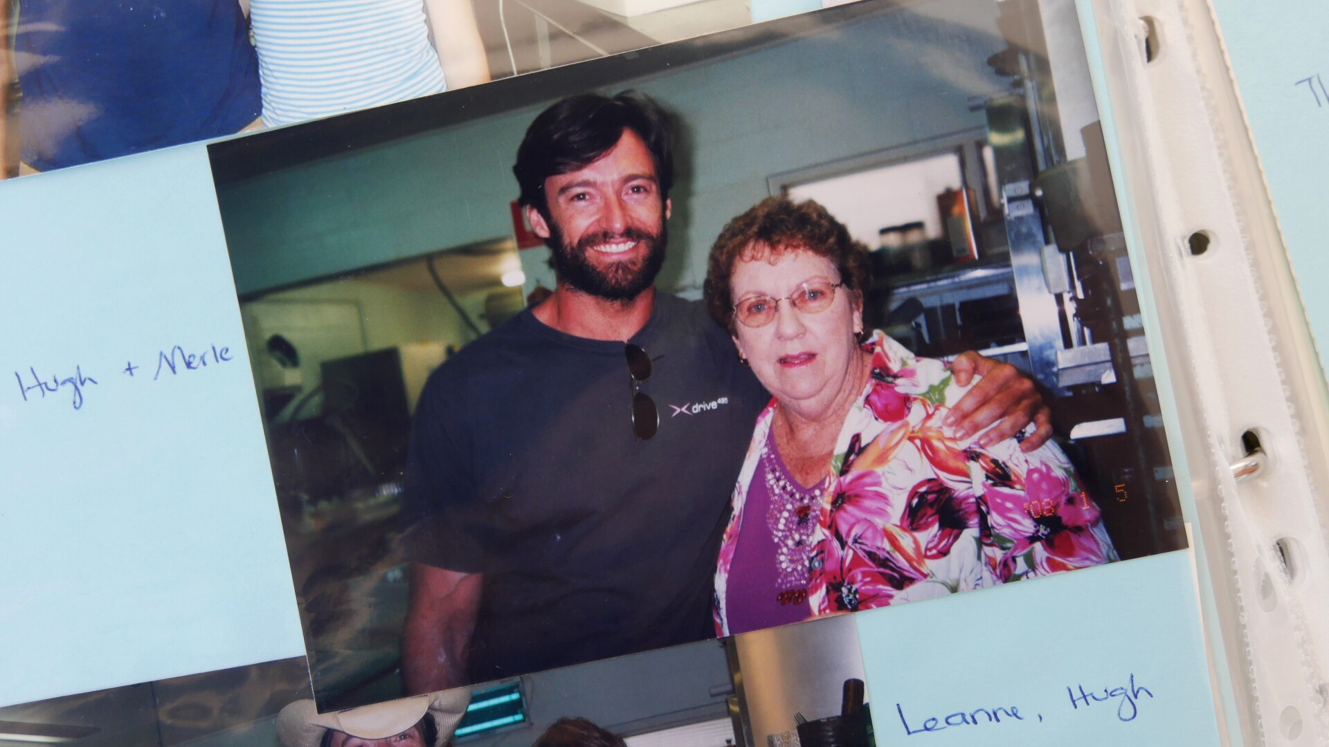 A photo of a woman with actor Hugh Jackman