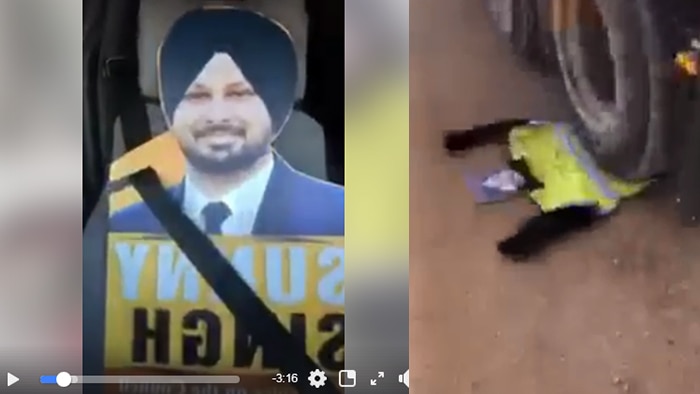 Sunny Singh cardboard cut-outs on video