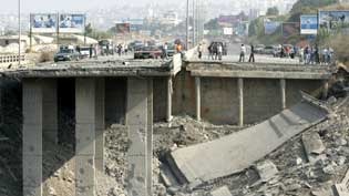 Bridges bombed: The UN says the attacks have closed off a route for aid convoys. [File photo]