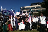 Queensland Health workers outside RBWH to protesting ongoing pay bungles