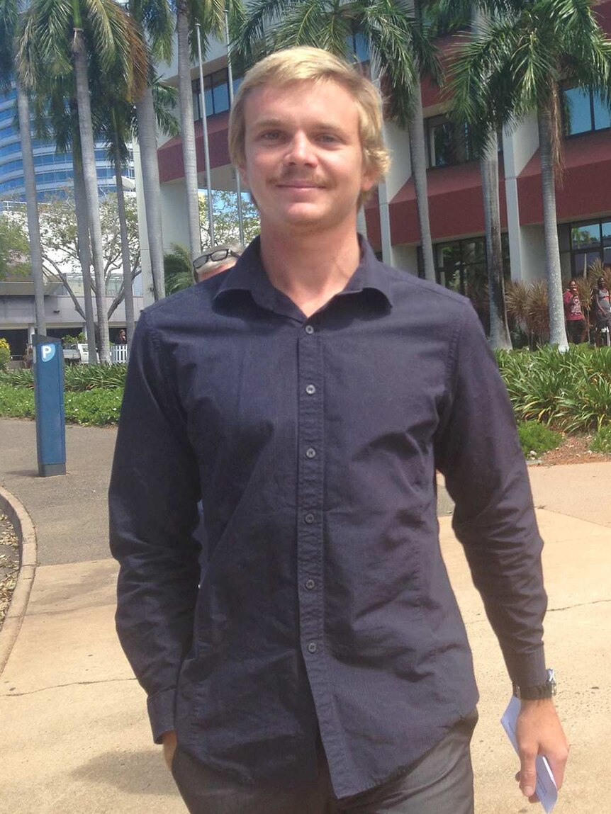 Alexander Chala outside the Darwin Magistrates Court, after being convicted of illegal hunting in Kakadu National Park.