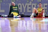 Lauren Jackson and Steph Talbot sit and look disappointed