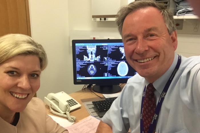 Deborah Sims, a woman with blonde hair, and her doctor, John Gribben.