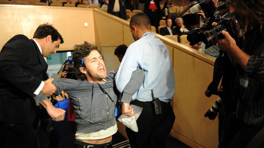 Protester removed from Labor conference