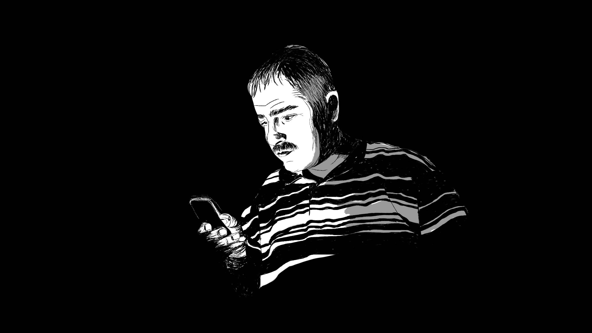 An illustration of a man taking a phone call.