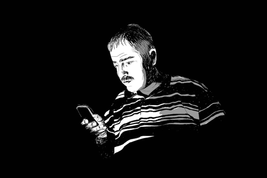 An illustration of a man taking a phone call.