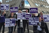 UTAS staff protesting pay and conditions in Hobart.