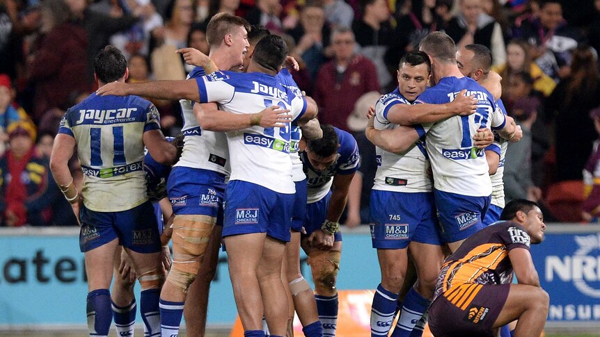 Bulldogs celebrate win over the Broncos