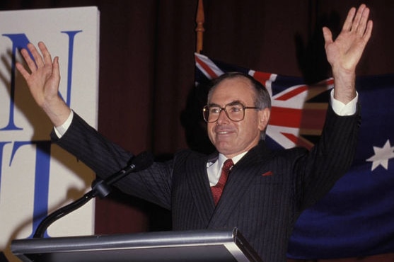 John Howard speaks during the 1987 election campaign