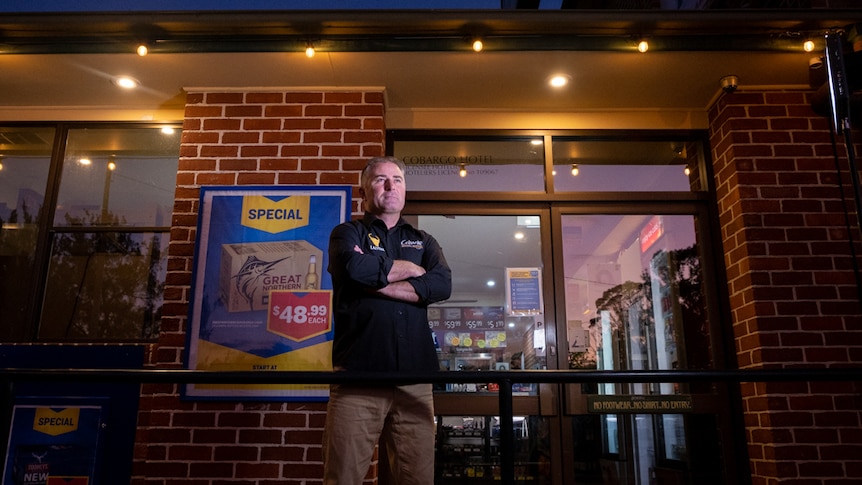 Cobargo publican Dave Allen stands outside the Cobargo hotel.