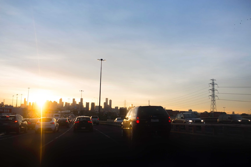 Morning traffic in Williamstown, Melbourne.