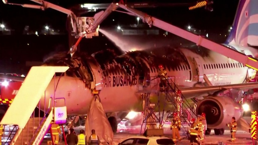 Air Busan plane catches fire at South Korea's Gimhae International Airport  - ABC News Air Busan plane catches fire at South Korea's Gimhae International Airport  - ABC News