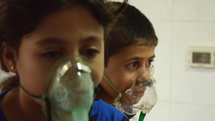 Children were among the alleged victims of what Syrian activists say was a gas attack in Damascus.