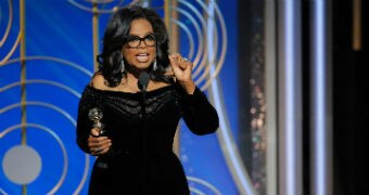 Oprah delivers a speech at the Golden Globe Awards.