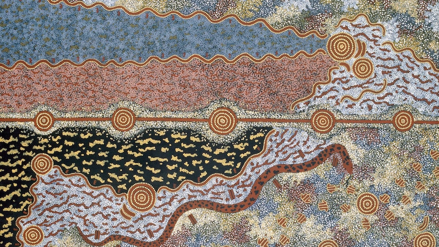 Five Dreamings (1984), by Michael Nelson Jakamarra (b. c. 1949) assisted by Marjorie Napaltjarri