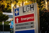 A sign sits outside Launceston General Hospital.