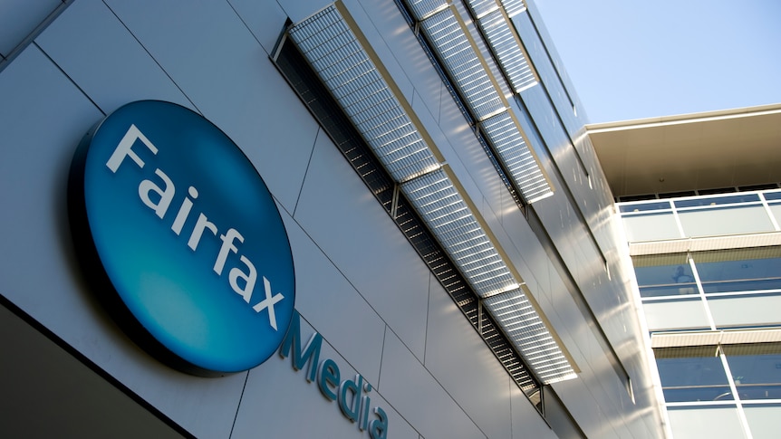 The logo of Fairfax Media Ltd is displayed outside the company’s headquarters in Pyrmont, Sydney