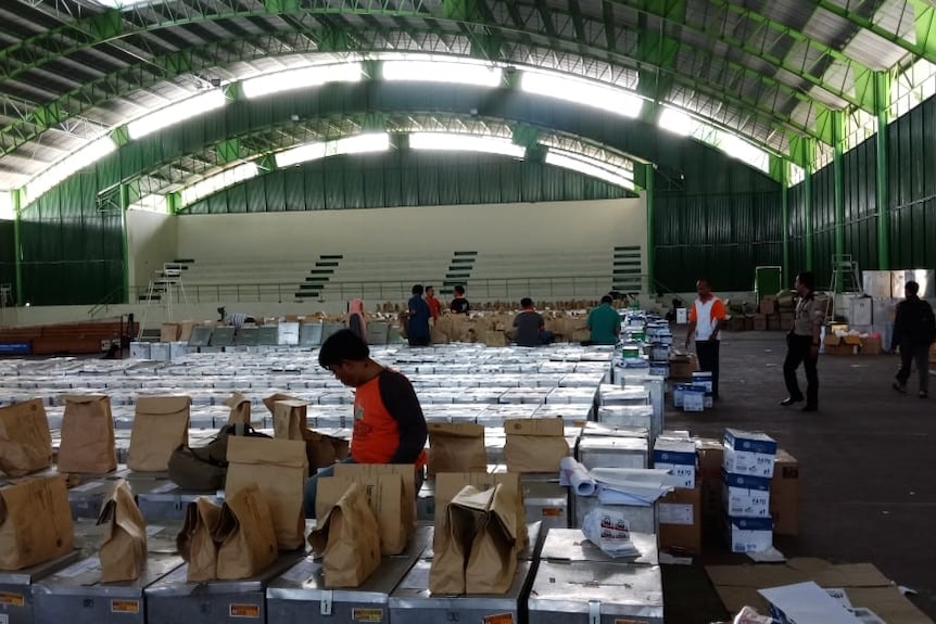 Polling materials in Central Java ahead of Indonesia's local elections.