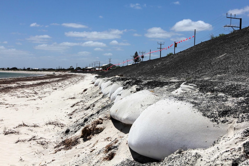 Sandbags on Wyomi Beach