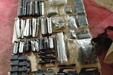 Gun parts found by police during a raid on the mid-north coast, April 13th 2012.