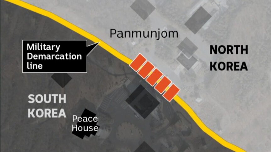 A map showing where the Peace House is located in relation to the military Demarcation line.