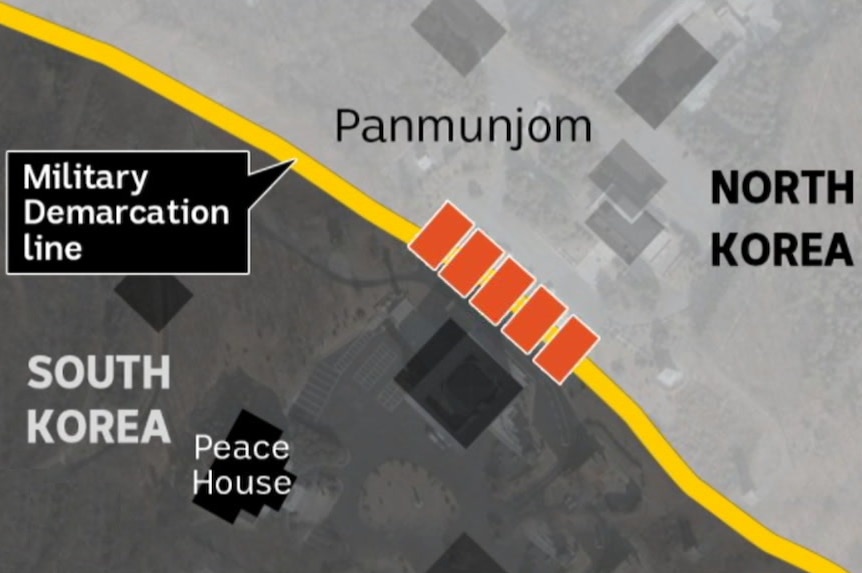 A map showing where the Peace House is located in relation to the military Demarcation line.