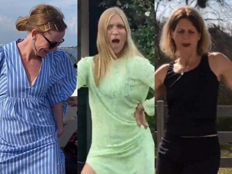 A composite image of three women dancing