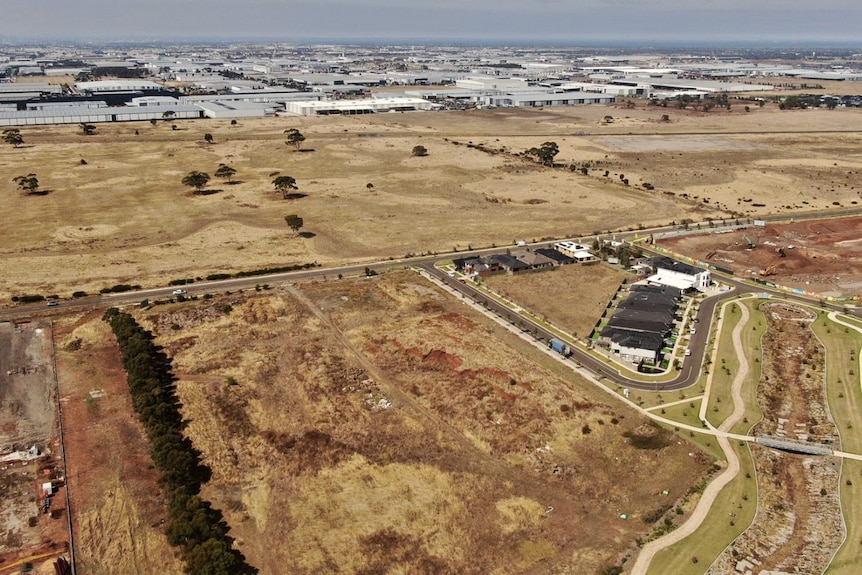 Aerial of sprawling land in Truganina, Wyndham