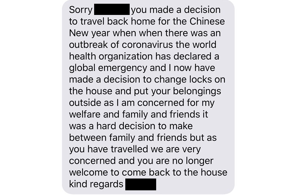 A grey text message on a white background.