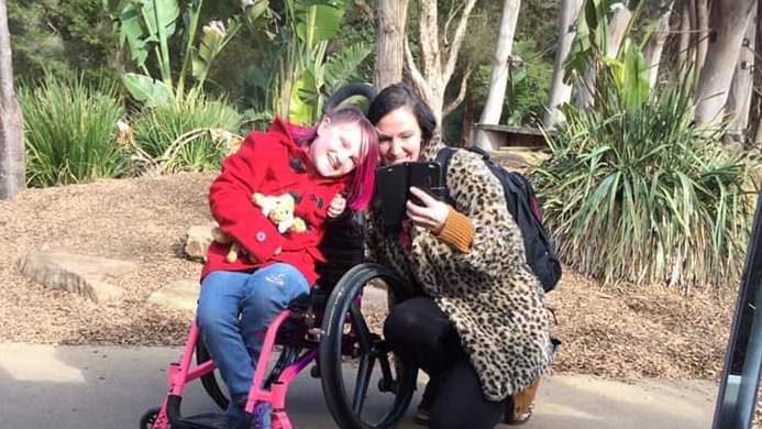 Sally McShane with her daughter.