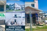 House under construction in Shell Cove, south of Sydney, with a sign advertising it as "something really special".