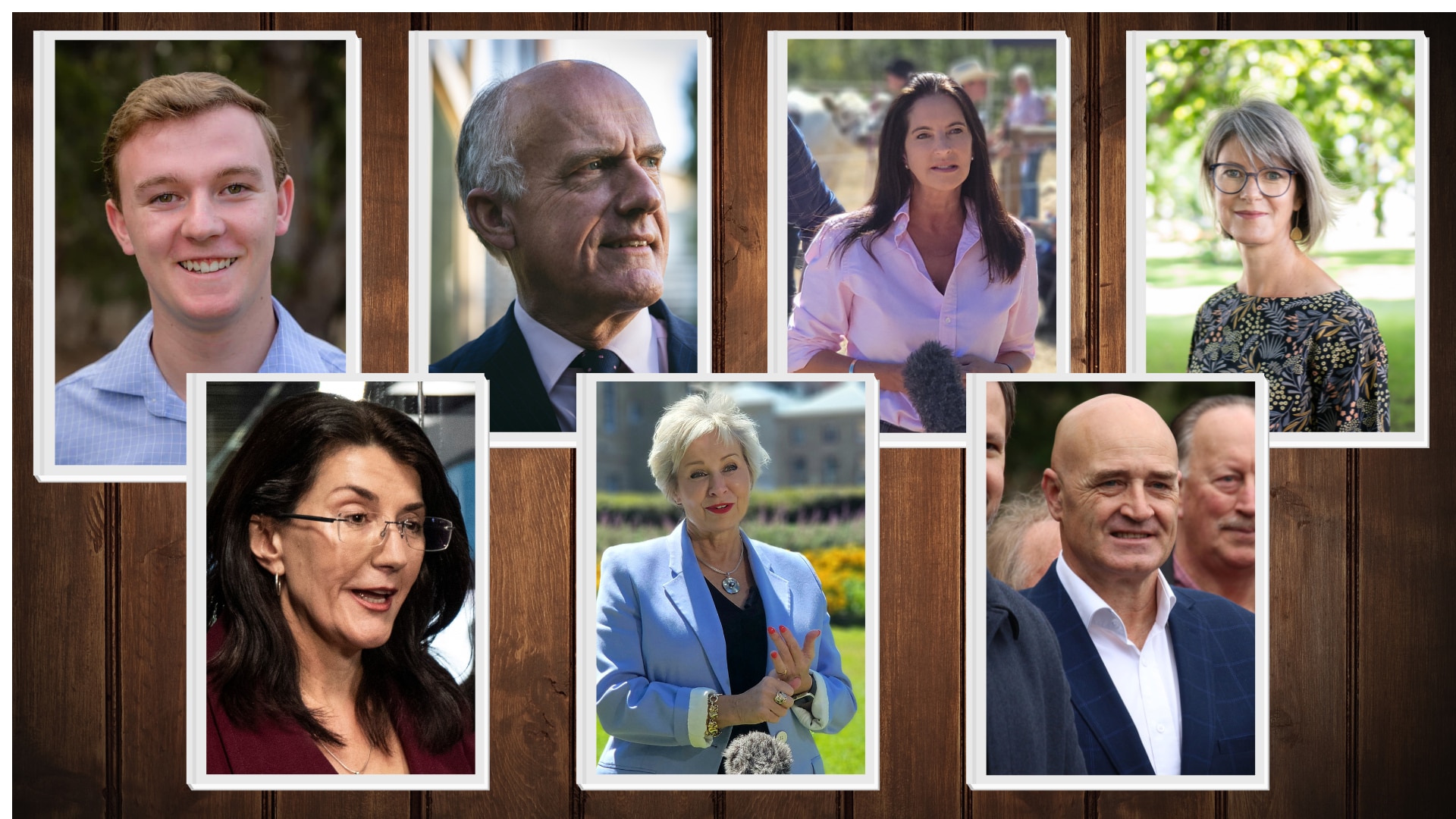 Seven political candidates headshots