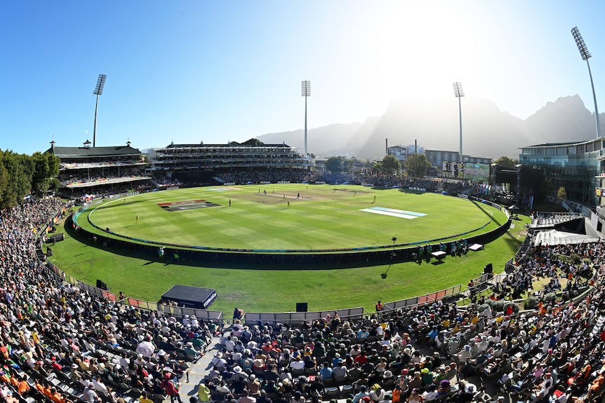 A view of the crowd at the Women's T20 World Cup final in Cape Town in 2023.