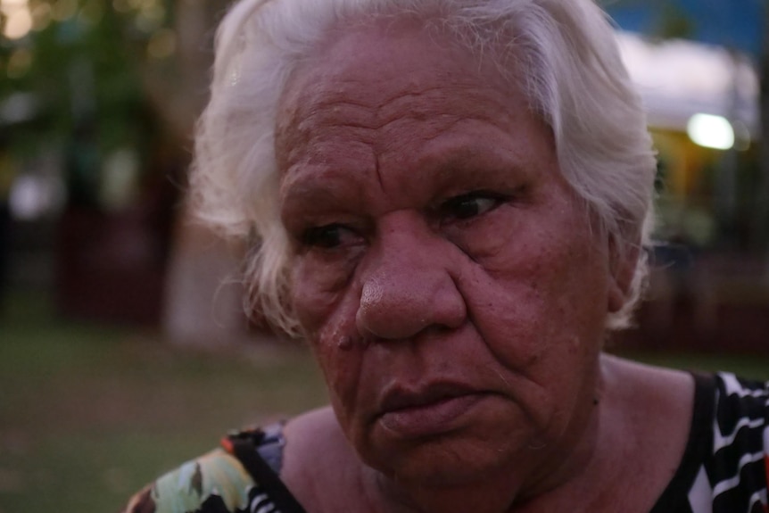 An indigenous woman looks at the camera